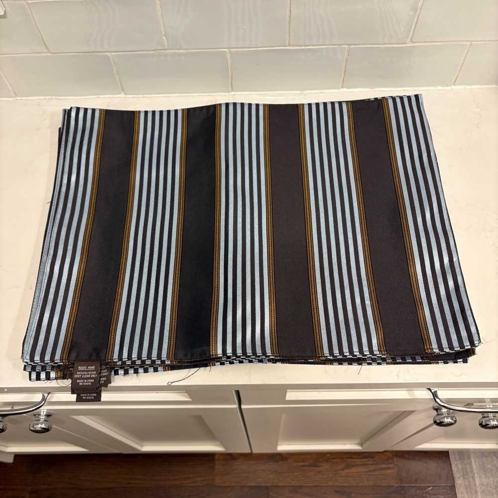 Striped Dark Brown and Light Blue Placemats (12)